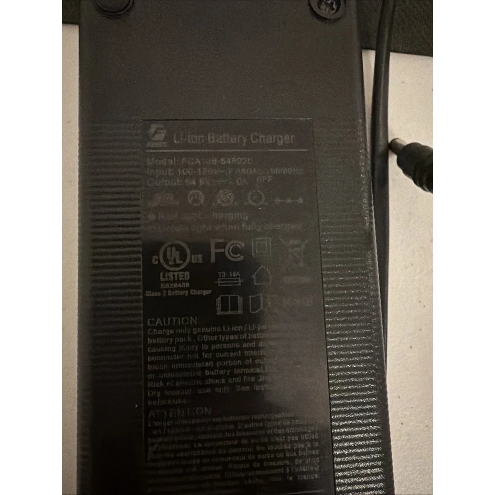 54.6V 2A AC/DC Adapter For Wheelspeed Aries & Taurus Electric Bike FCA136-546020